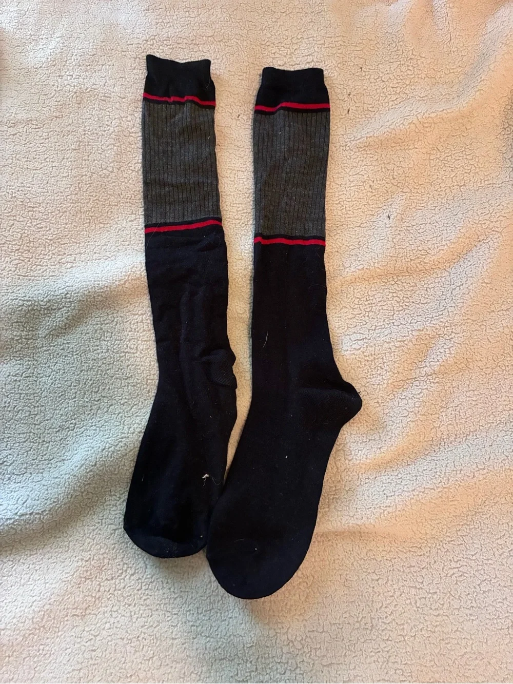Vintage Black Knit Cushion Knee-High Socks